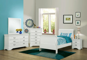 Louis Philippe Traditional Youth White Twin Bed - Furnish 4 Less 98 (NY)*