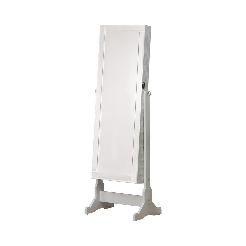 Transitional White Cheval Mirror and Jewelry Armoire - Furnish 4 Less 98 (NY)*