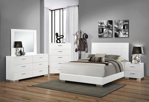 Felicity Contemporary Glossy White Queen Bed - Furnish 4 Less 98 (NY)*