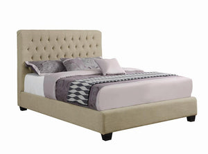 Chloe Transitional Oatmeal Upholstered Full Bed - Furnish 4 Less 98 (NY)*