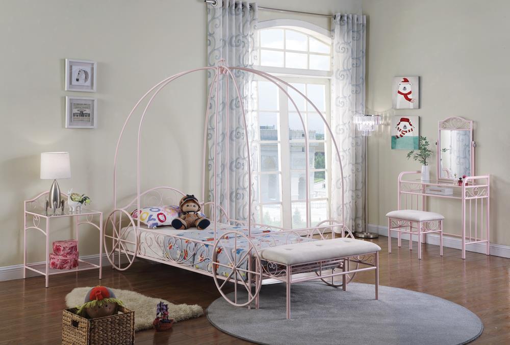 Massi Pink Twin Canopy Bed - Furnish 4 Less 98 (NY)*