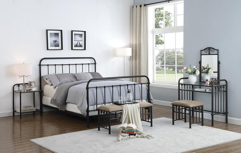 Livingston Transitional Dark Bronze Eastern King Bed - Furnish 4 Less 98 (NY)*