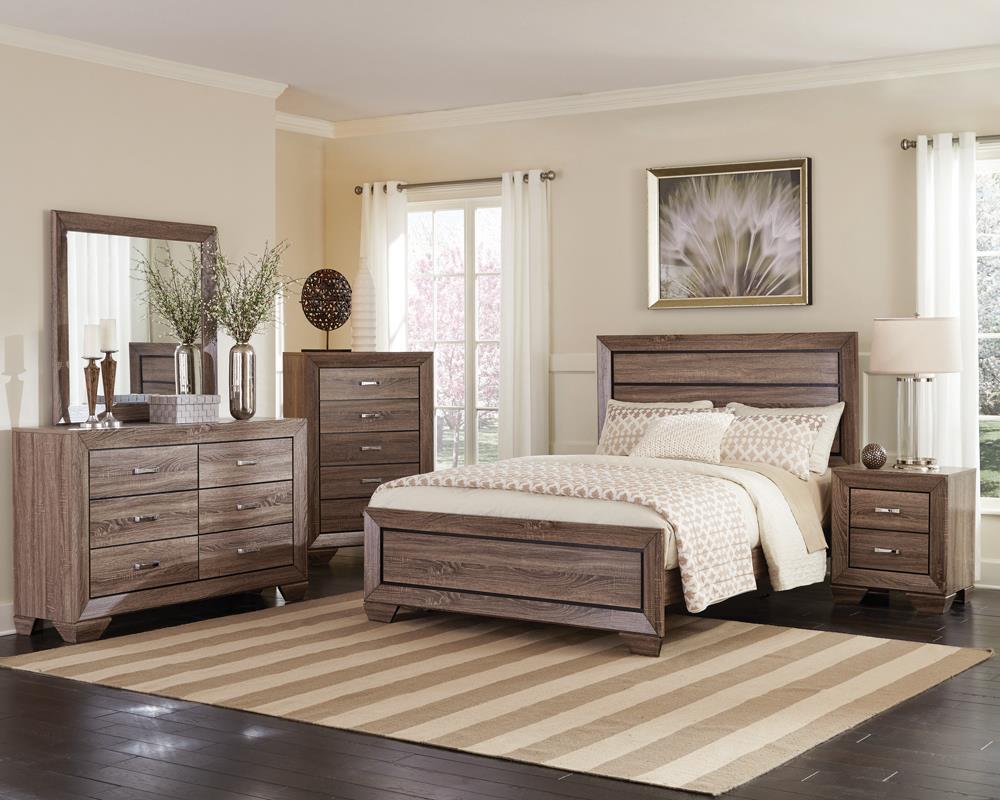 Kauffman Transitional Washed Taupe Eastern King Bed - Furnish 4 Less 98 (NY)*