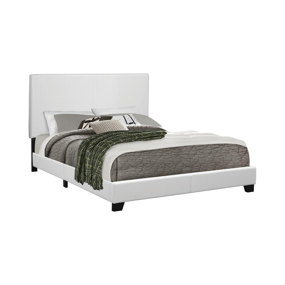 Mauve Upholstered Platform White Queen Bed - Furnish 4 Less 98 (NY)*