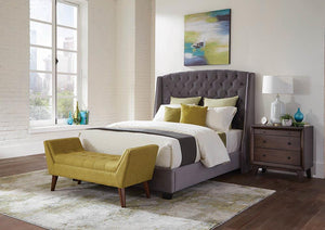 Pissarro Transitional Upholstered Grey and Chocolate California King Bed - Furnish 4 Less 98 (NY)*