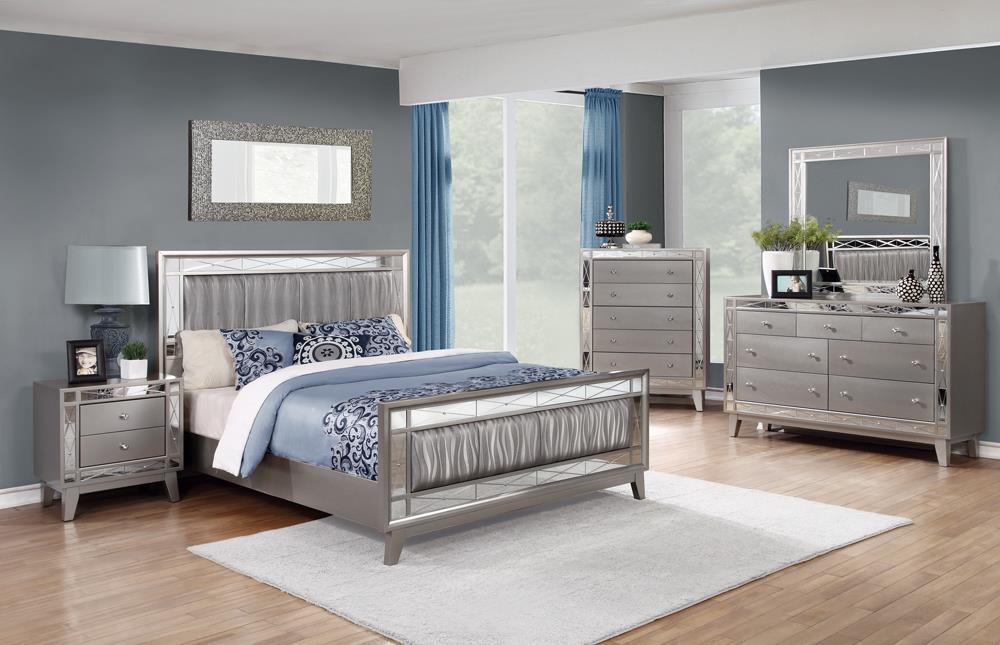 Leighton Contemporary Metallic Eastern King Bed - Furnish 4 Less 98 (NY)*