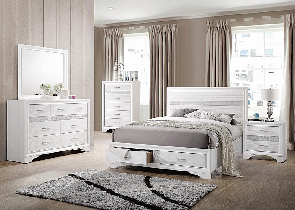 Miranda Contemporary White Eastern King Storage Bed - Furnish 4 Less 98 (NY)*