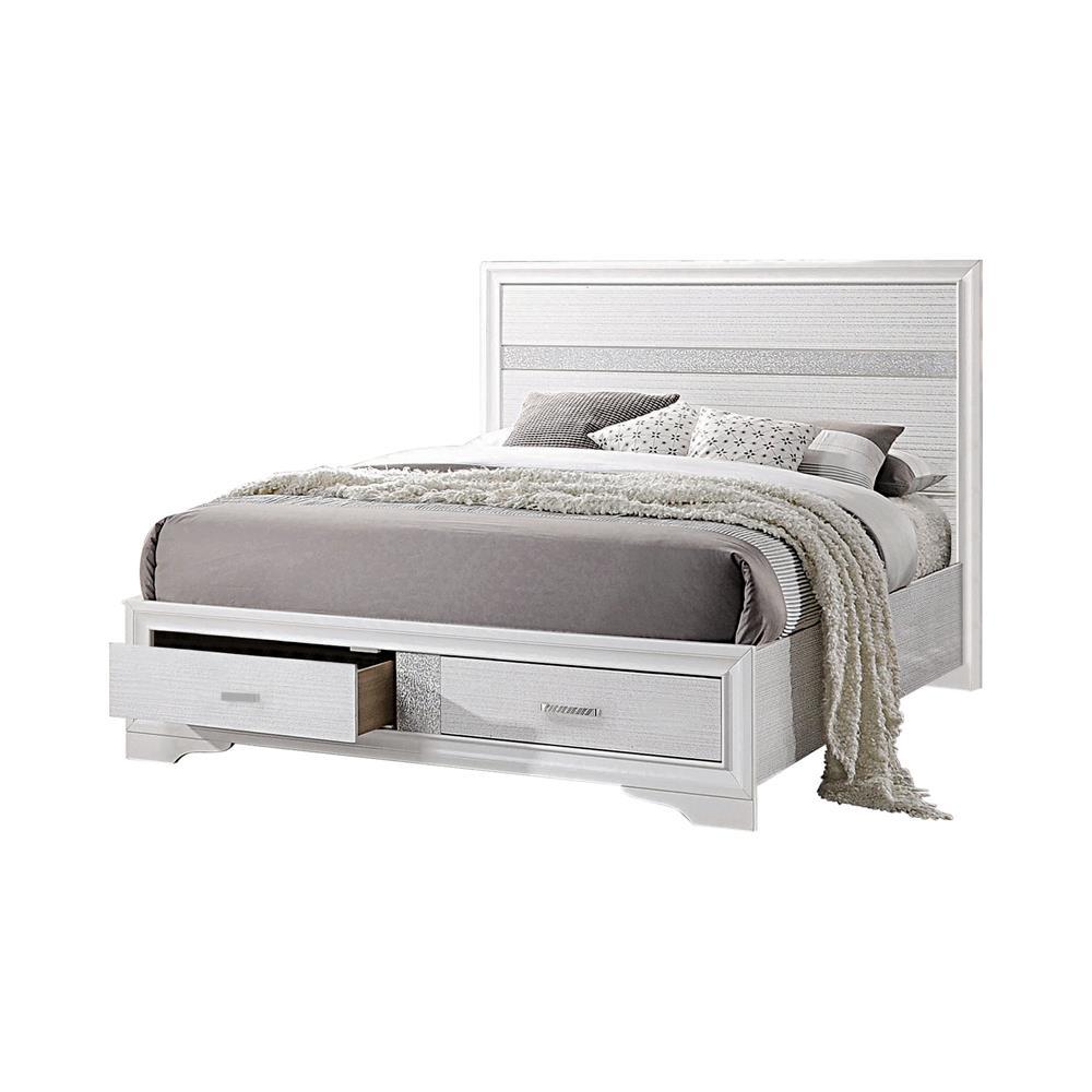 Miranda Contemporary White Eastern King Storage Bed - Furnish 4 Less 98 (NY)*