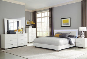 Felicity Contemporary Glossy White Lighted Queen Bed - Furnish 4 Less 98 (NY)*