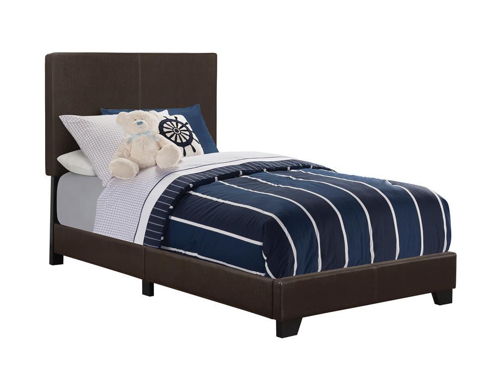 Dorian Brown Faux Leather Upholstered Twin Bed - Furnish 4 Less 98 (NY)*