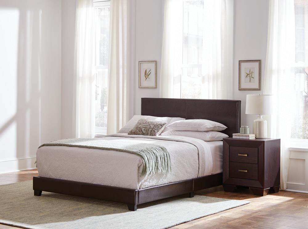 Dorian Brown Faux Leather Upholstered Full Bed - Furnish 4 Less 98 (NY)*