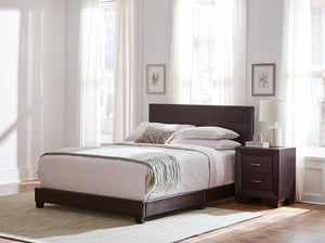 Dorian Brown Faux Leather Upholstered Queen Bed - Furnish 4 Less 98 (NY)*