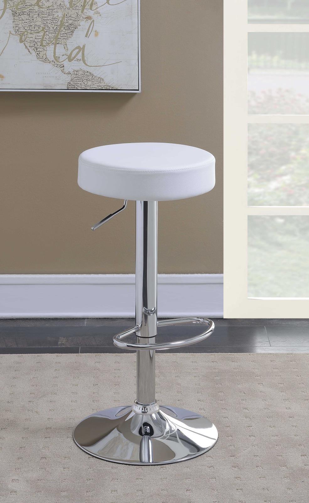 Modern White Adjustable Bar Stool - Furnish 4 Less 98 (NY)*