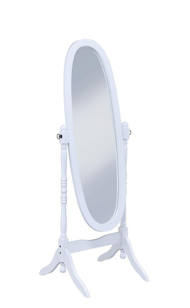 Transitional White Cheval Mirror - Furnish 4 Less 98 (NY)*