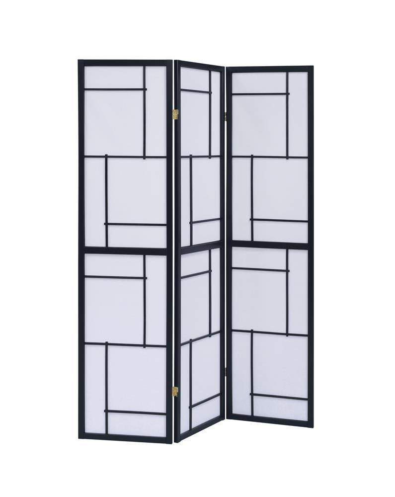 G900102 Contemporary Black Three Panel Screen - Furnish 4 Less 98 (NY)*