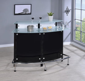 G100139 Two Shelf Contemporary Chrome and Black Bar Unit - Furnish 4 Less 98 (NY)*