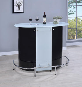 G100654 Contemporary Black and Chrome Bar Unit with Frosted Glass Top - Furnish 4 Less 98 (NY)*