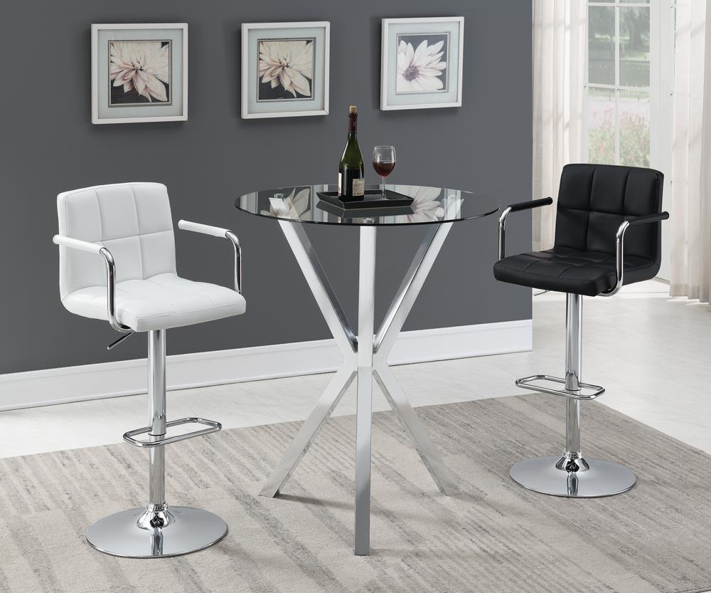 G121097 Contemporary White and Chrome Adjustable Bar Stool with Arms - Furnish 4 Less 98 (NY)*