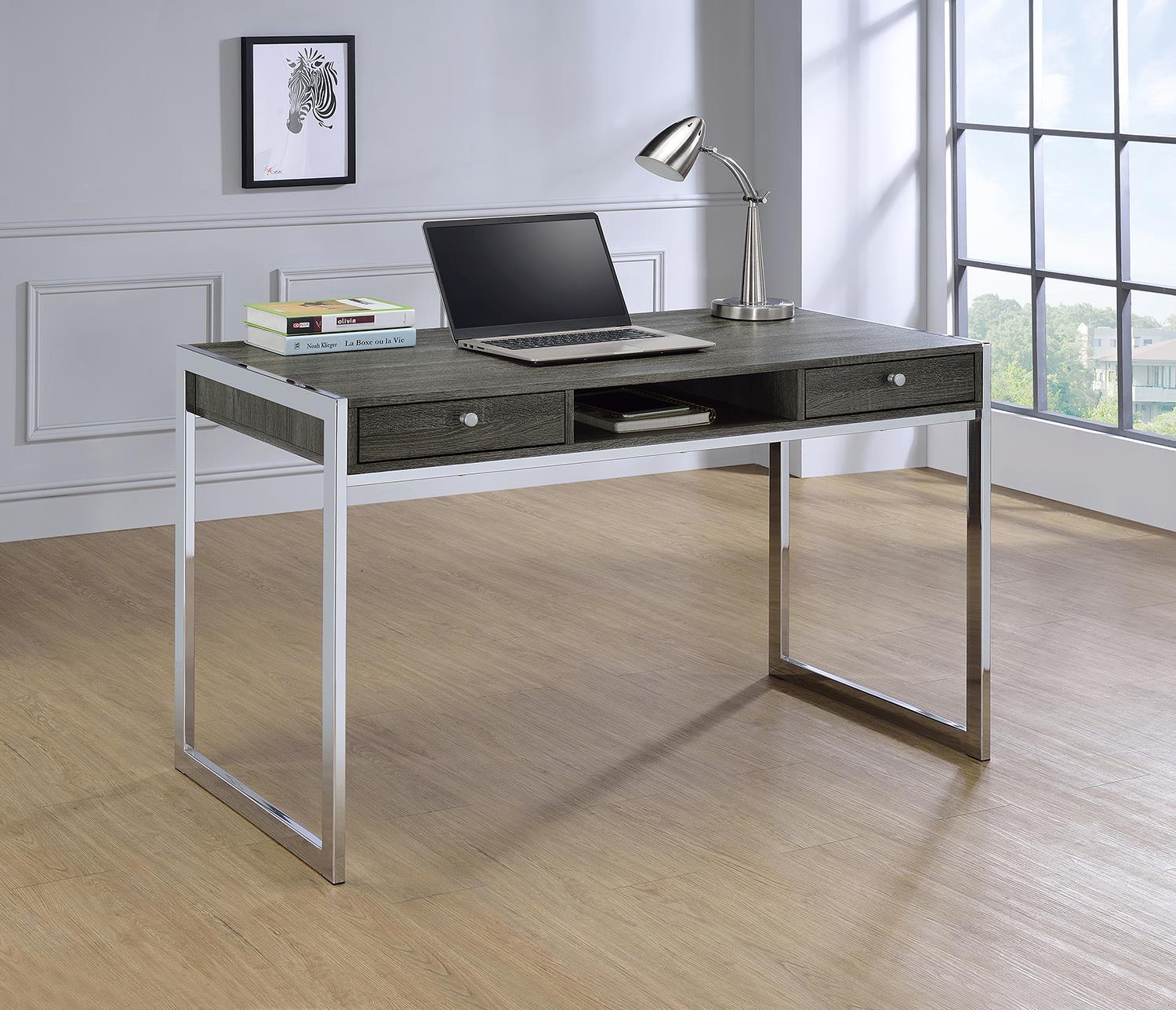 G801221 Contemporary Weathered Grey Writing Desk