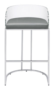 Thermosolis Acrylic Back Bar Stools Grey and Chrome (Set of 2)