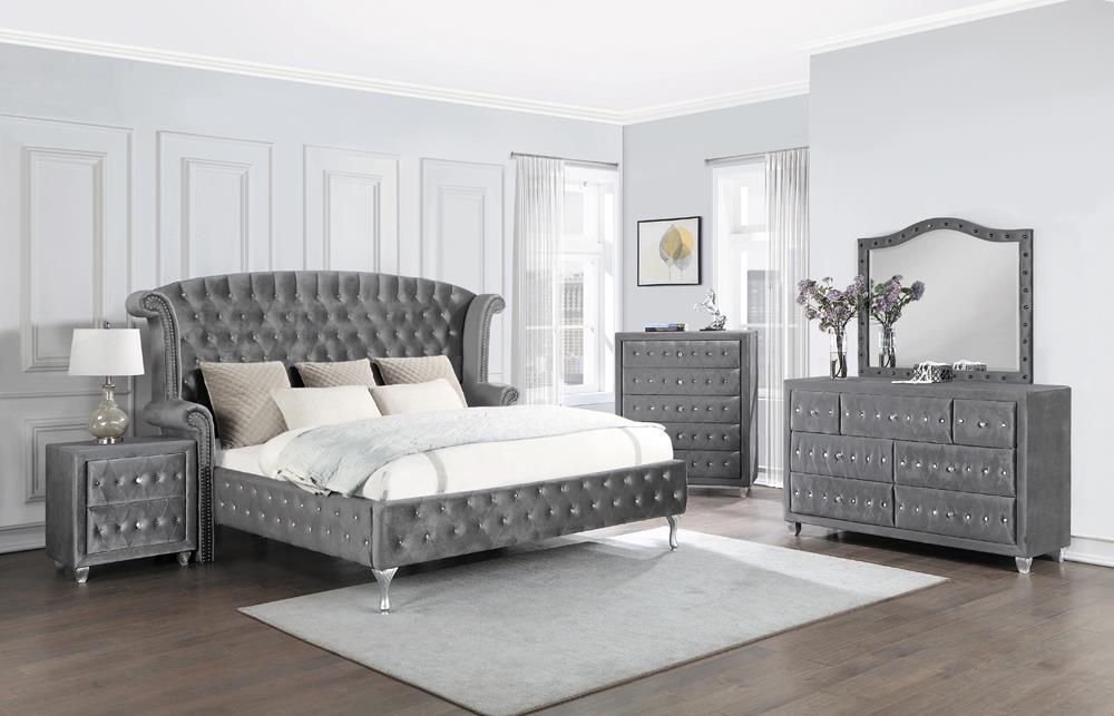 Deanna Bedroom Traditional Metallic Eastern King Bed - Furnish 4 Less 98 (NY)*