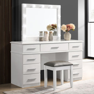 Felicity Upholstered Vanity Stool Metallic And Glossy White - Furnish 4 Less 98 (NY)*