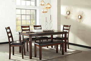 Coviar Dining Table and Chairs with Bench (Set of 6)