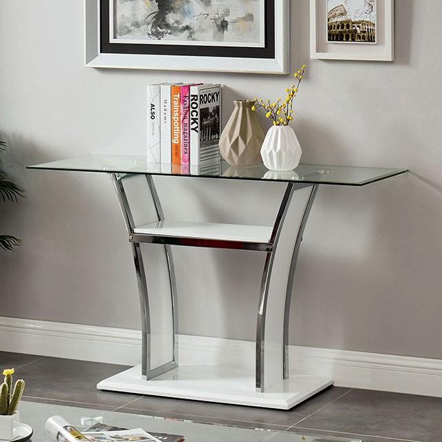 Staten Glossy White/Chrome Sofa Table image