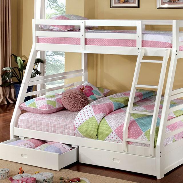 California III White Twin/Full Bunk Bed w/ 2 Drawers image