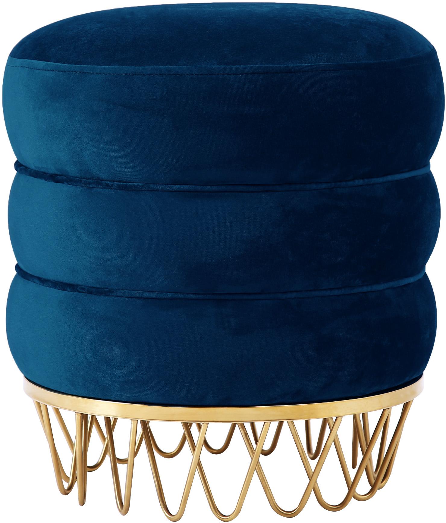 Revolve Navy Velvet Ottoman/Stool image