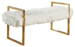 Chloe White Faux Fur Bench image