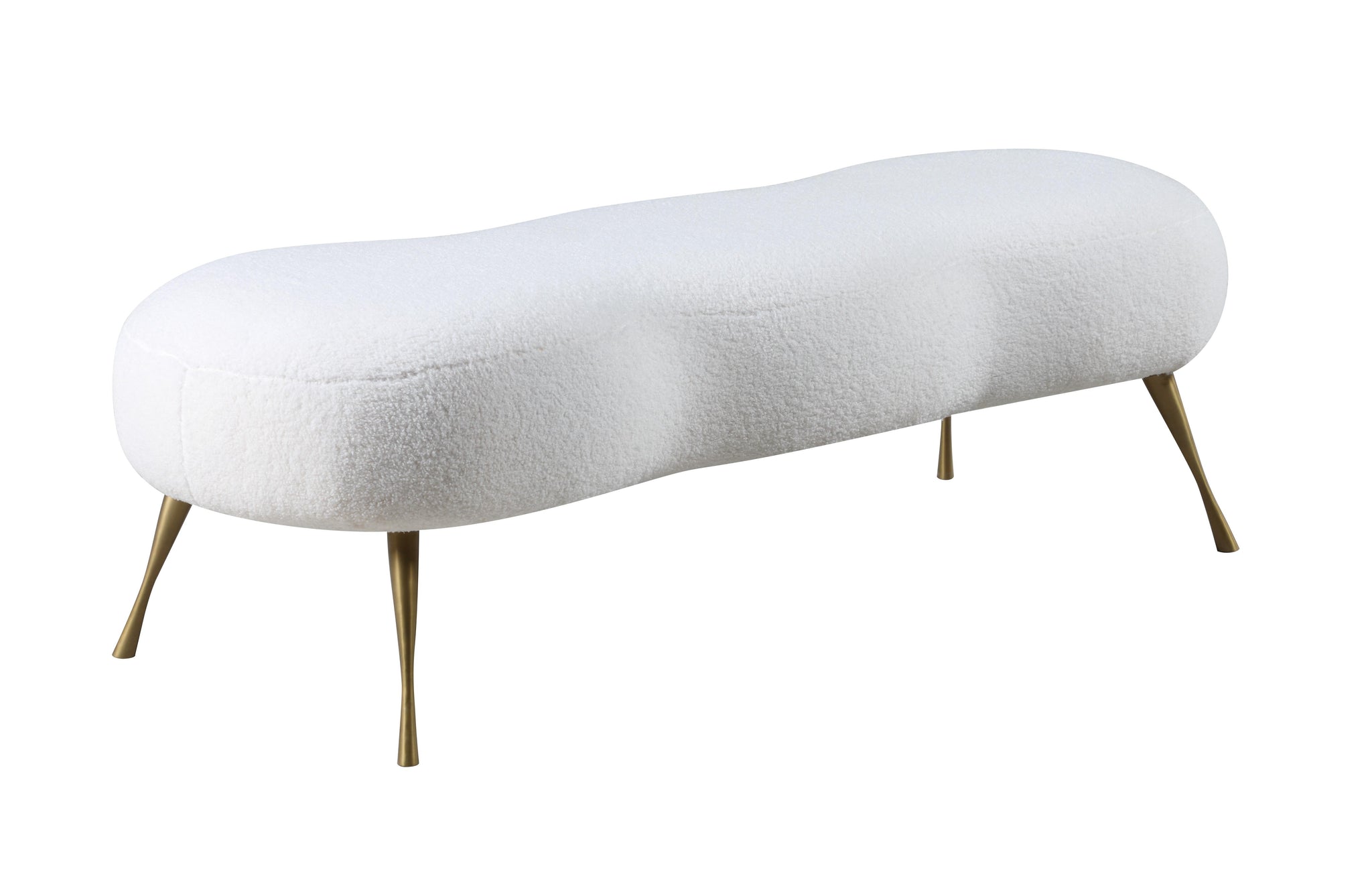 Nube White Faux Sheepskin Fur Bench image