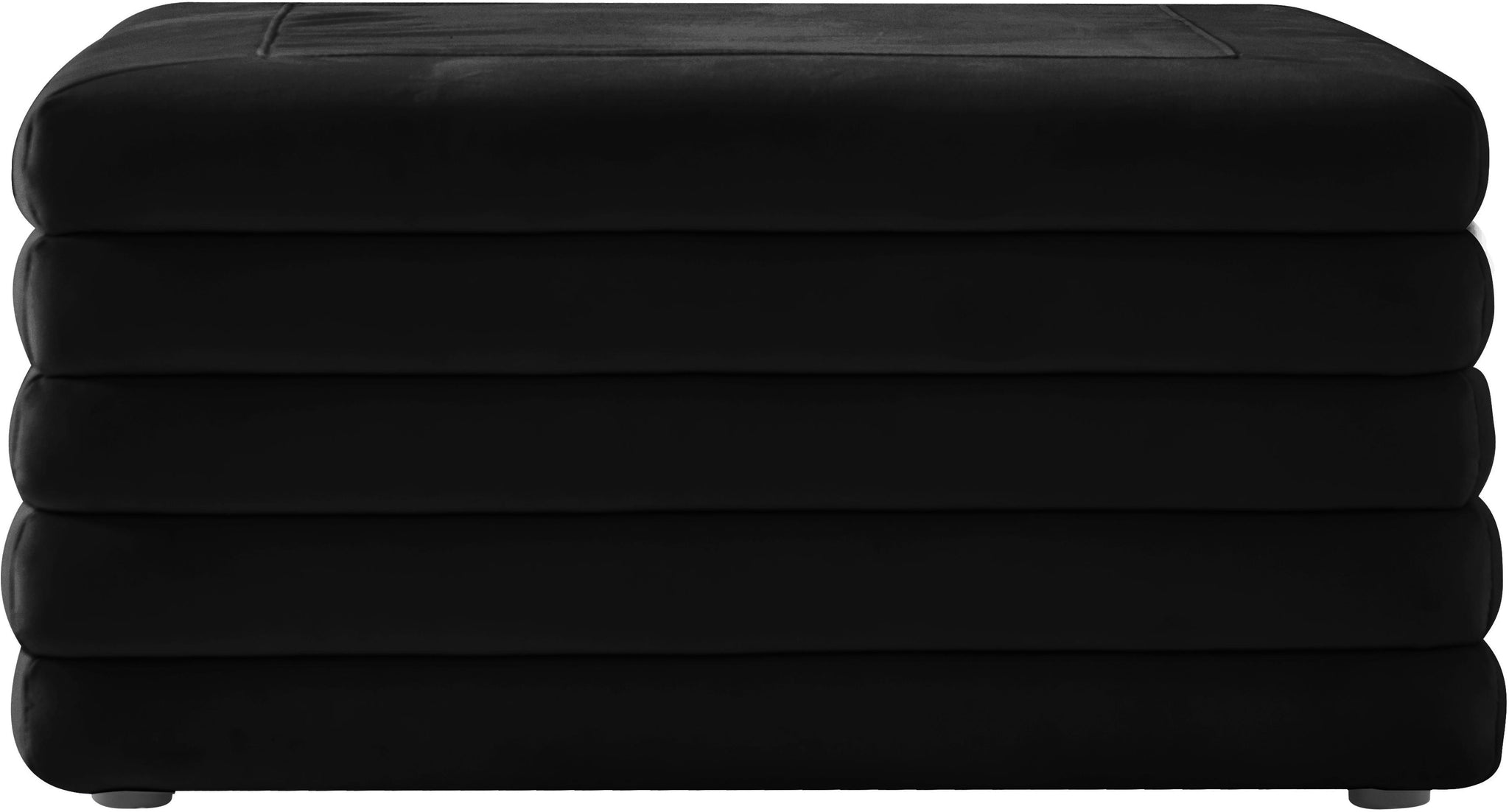 Lorenzo Black Velvet Ottoman - Furnish 4 Less 98 (NY)*