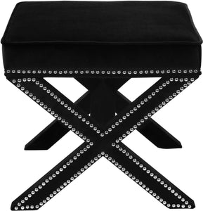 Nixon Black Velvet Ottoman/Bench - Furnish 4 Less 98 (NY)*