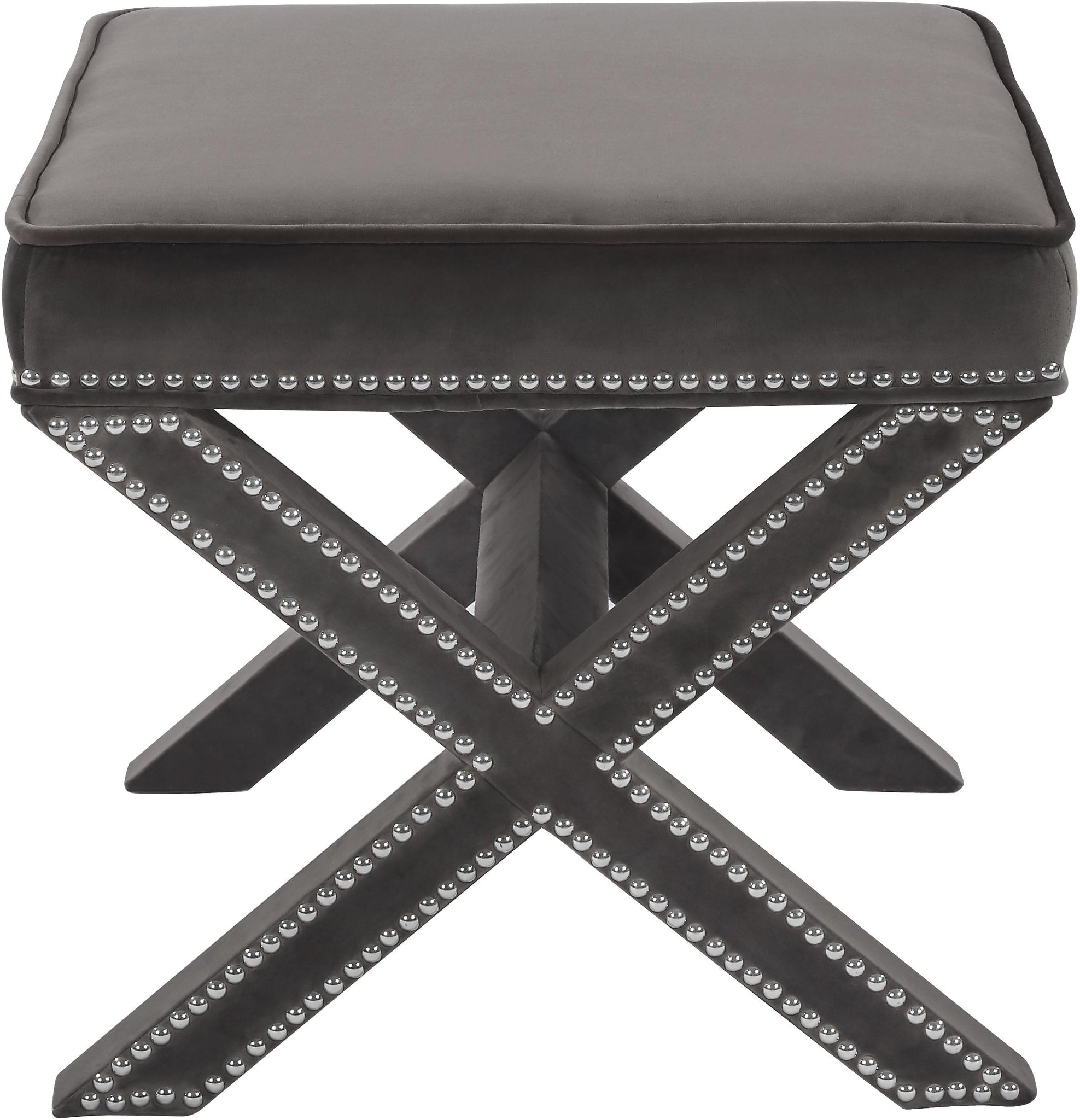 Nixon Grey Velvet Ottoman/Bench - Furnish 4 Less 98 (NY)*