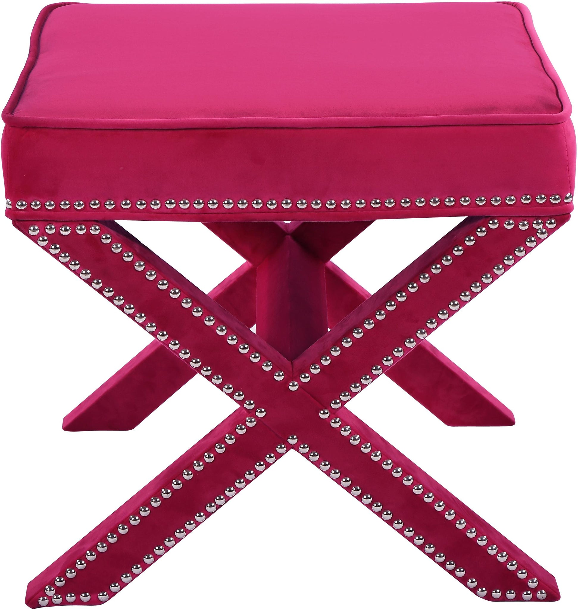 Nixon Pink Velvet Ottoman/Bench - Furnish 4 Less 98 (NY)*