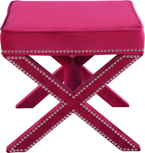 Nixon Pink Velvet Ottoman/Bench - Furnish 4 Less 98 (NY)*