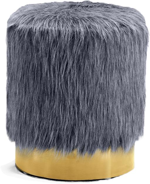 Joy Grey Faux Fur Ottoman/Stool image