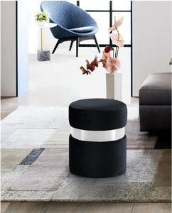 Hailey Black Velvet Ottoman/Stool - Furnish 4 Less 98 (NY)*