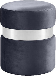 Hailey Grey Velvet Ottoman/Stool - Furnish 4 Less 98 (NY)*