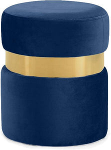 Hailey Navy Velvet Ottoman/Stool image