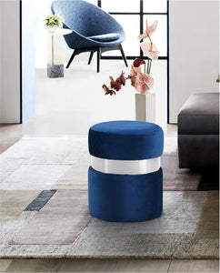 Hailey Navy Velvet Ottoman/Stool - Furnish 4 Less 98 (NY)*