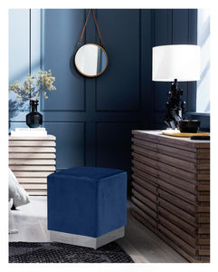 Jax Navy Velvet Ottoman/Stool - Furnish 4 Less 98 (NY)*