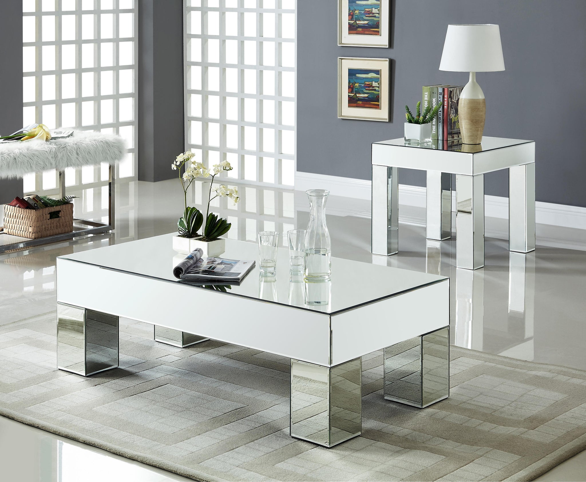 Lainy Mirrored End Table - Furnish 4 Less 98 (NY)*