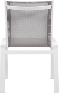 Nizuc Grey Mesh Waterproof Fabric Outdoor Patio Aluminum Mesh Dining Chair