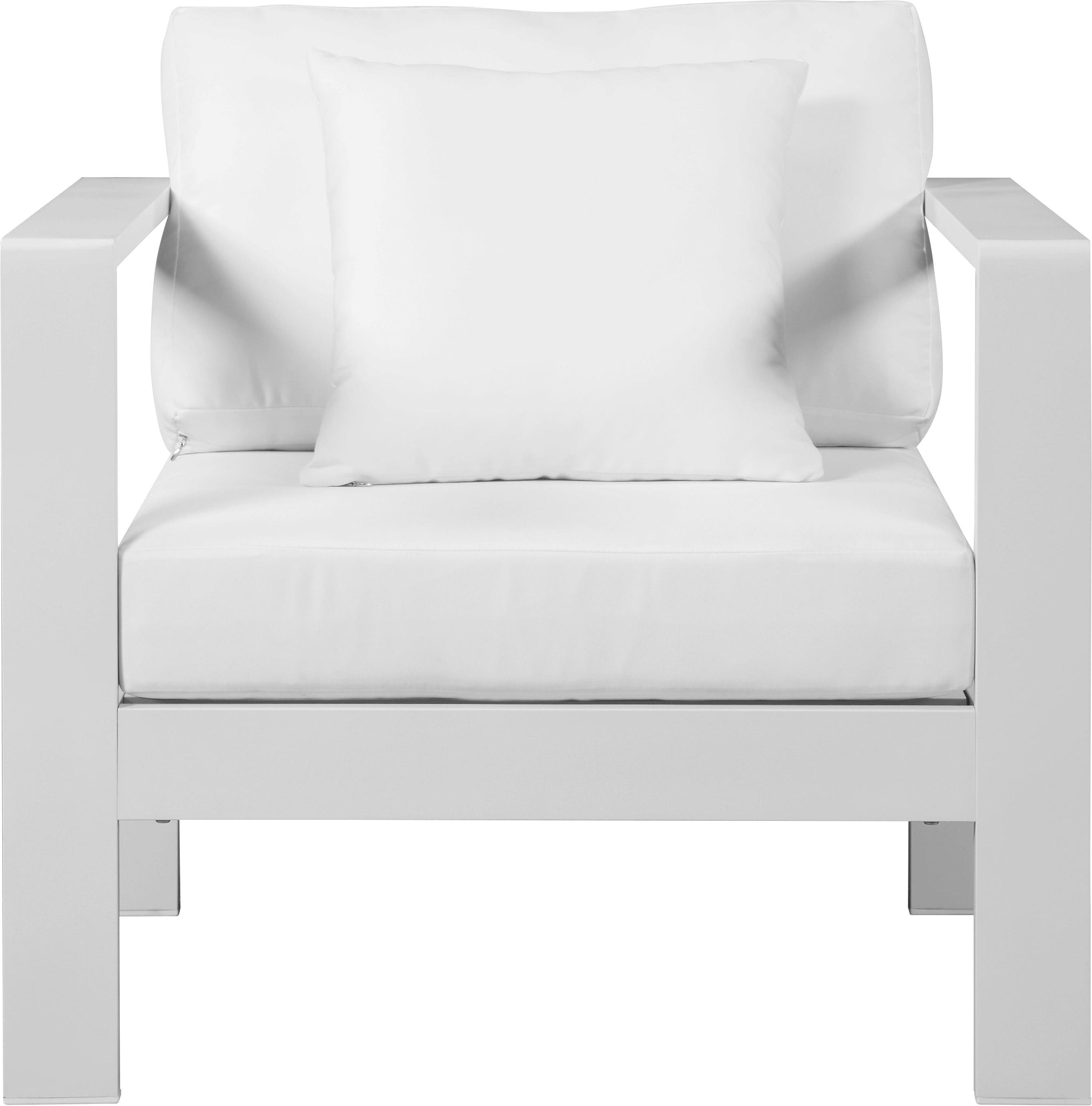 Nizuc White Waterproof Fabric Outdoor Patio Aluminum Arm Chair - Furnish 4 Less 98 (NY)*