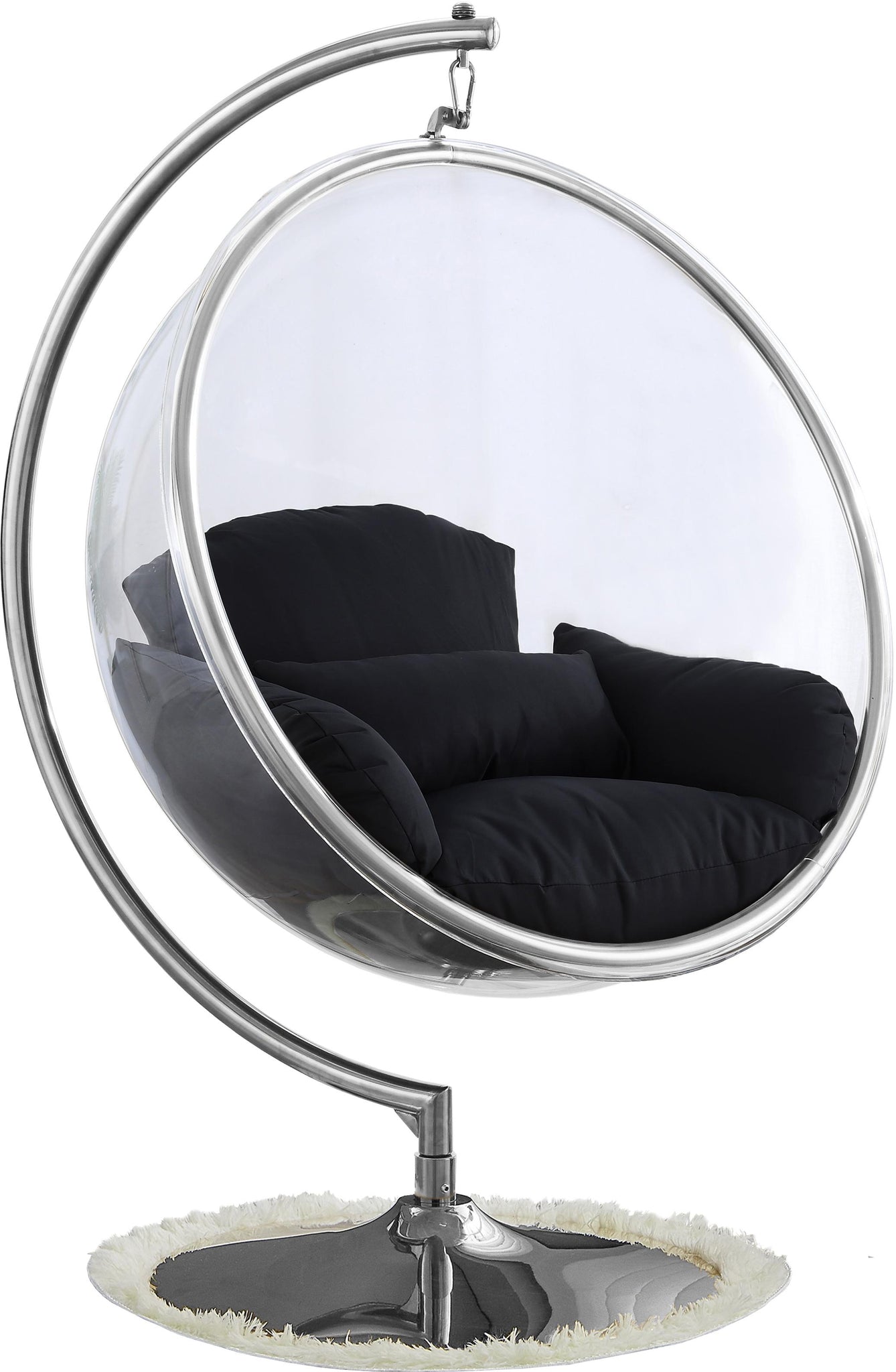 Luna Black Durable Fabric Acrylic Swing Chair - Furnish 4 Less 98 (NY)*