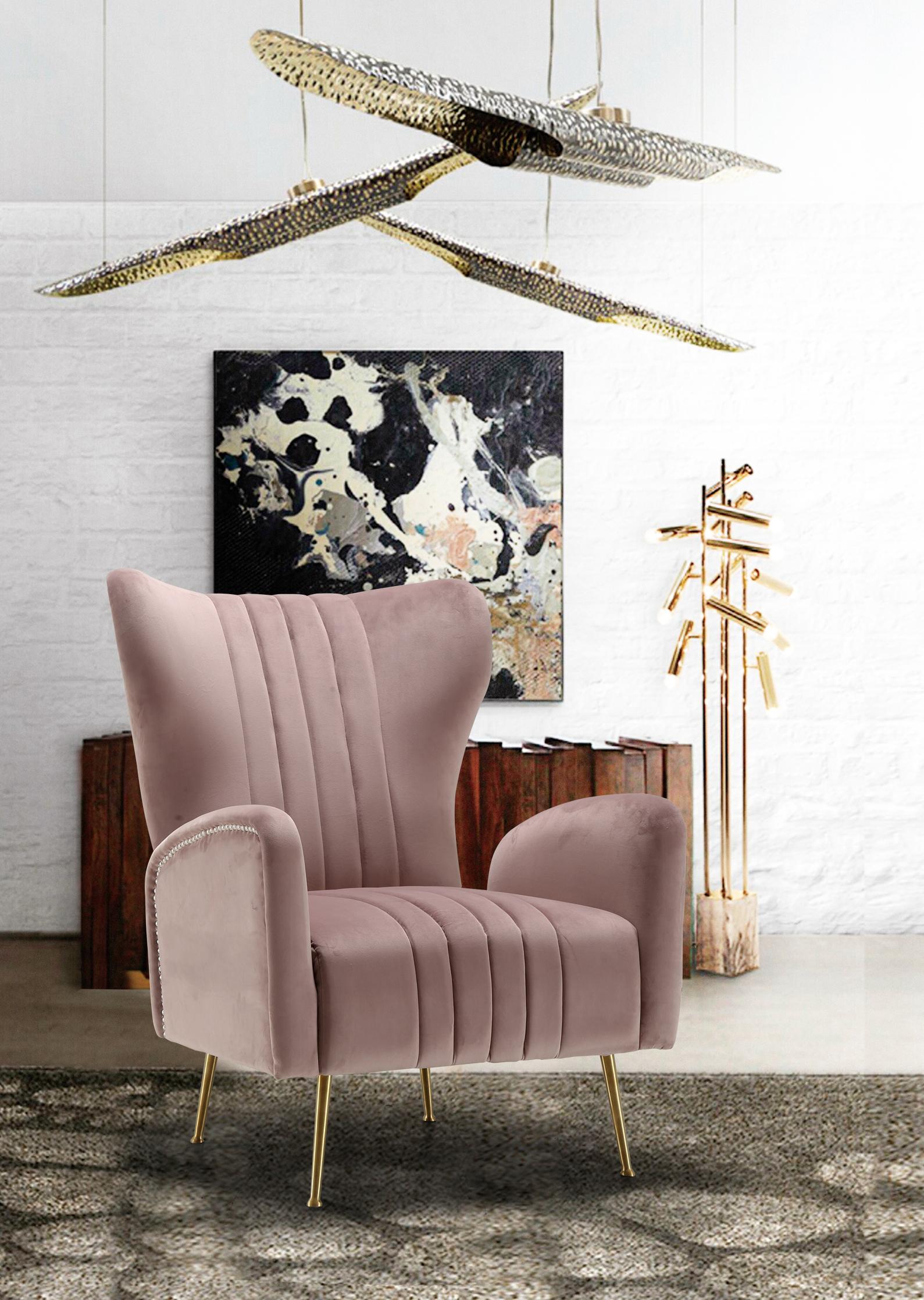 Opera Pink Velvet Accent Chair - Furnish 4 Less 98 (NY)*