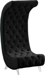 Crescent Black Velvet Accent Chair image