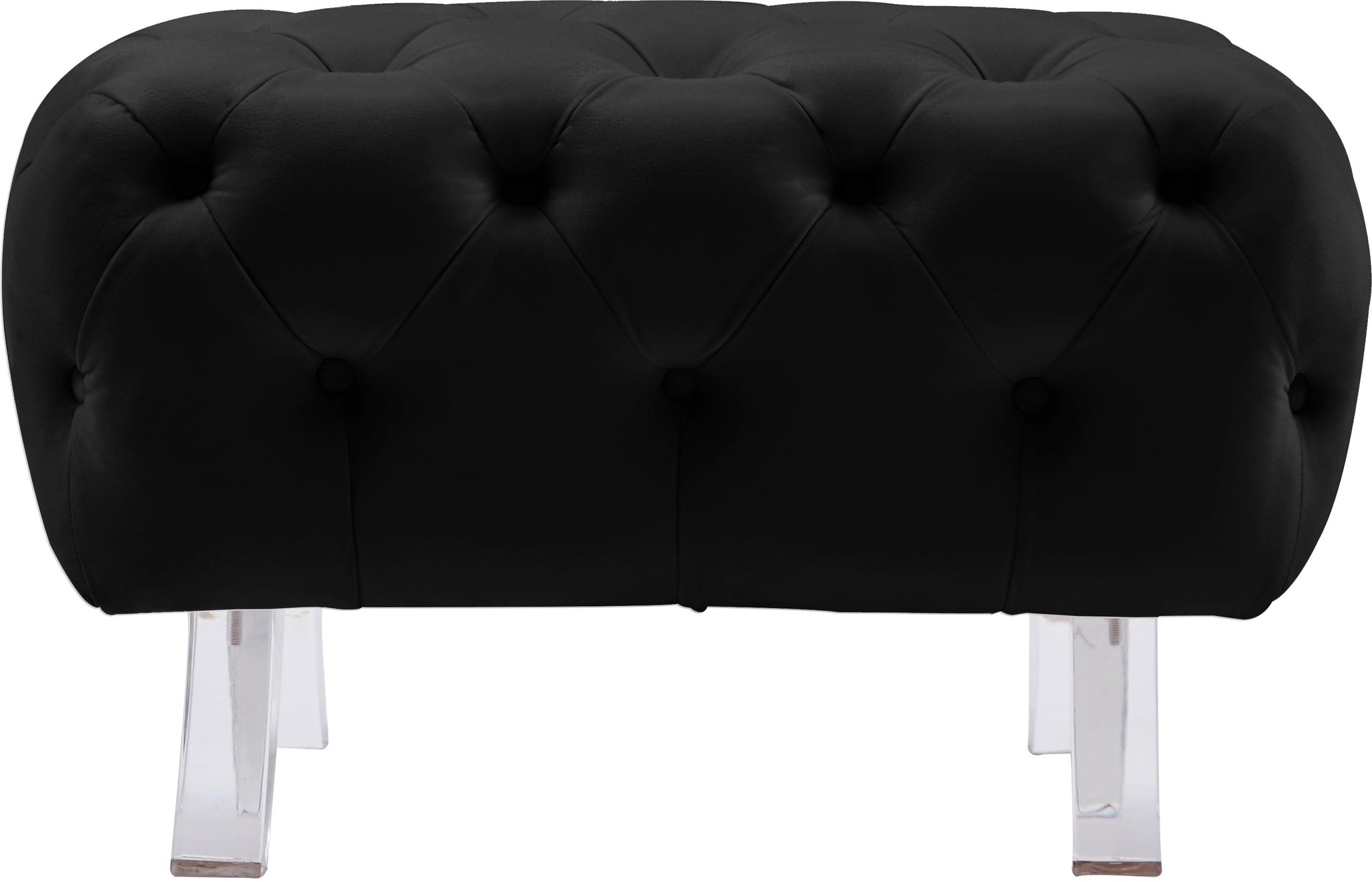 Crescent Black Velvet Ottoman - Furnish 4 Less 98 (NY)*